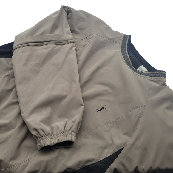 Men's PGA Tour Khaki‎ & Black Pullover Detachable 1/2 Sleeve Size M Elastic Hem - Picture 1 of 4